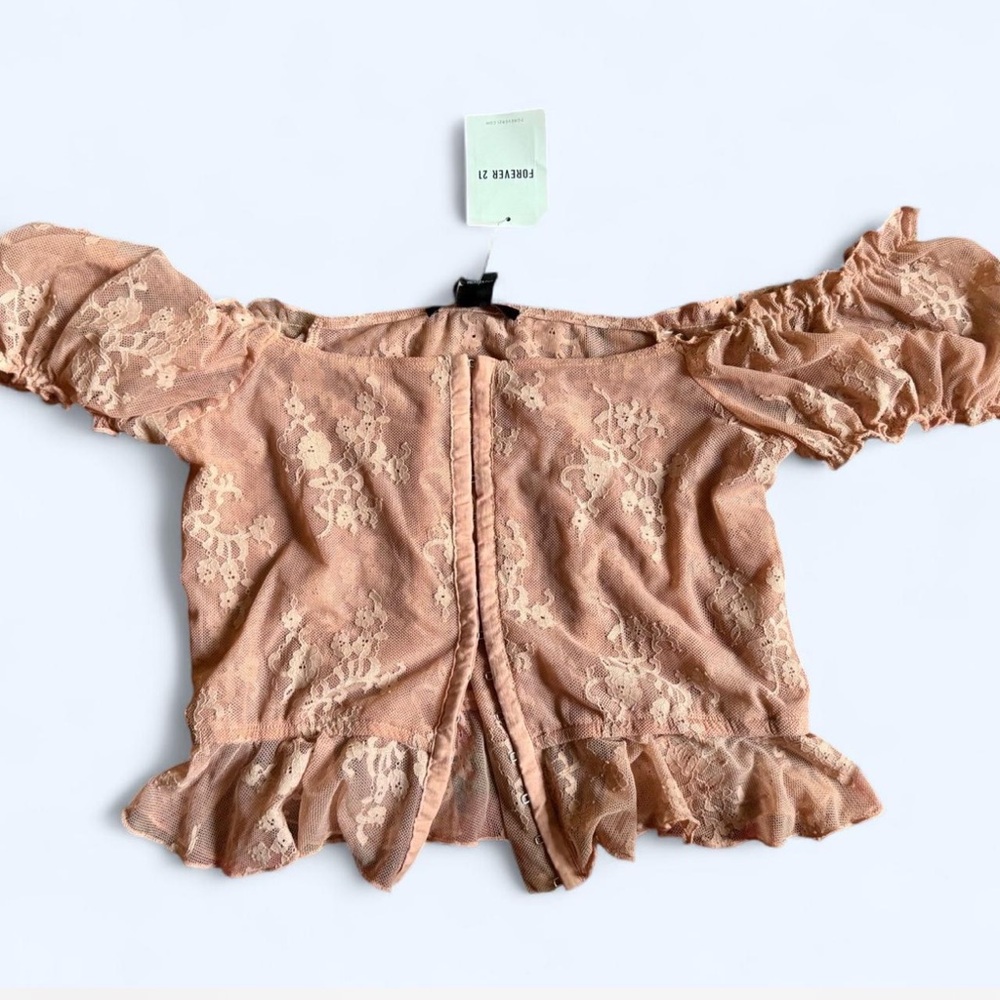 Forever 21 Tan Ruffled Off-Shoulder Blouse